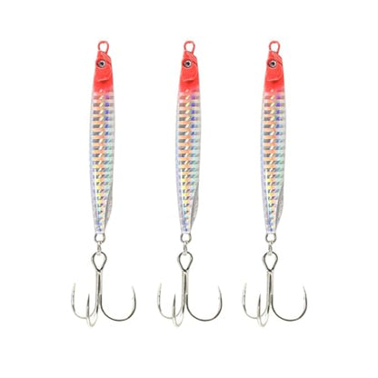 Saltwater Fishing Lures Fishing Jigs Fishing Spoons for Striped bass, Pompano, Spanish Mackerel ，Bluefish - color: Red (3pcs), size: 2.13 oz / 60 g