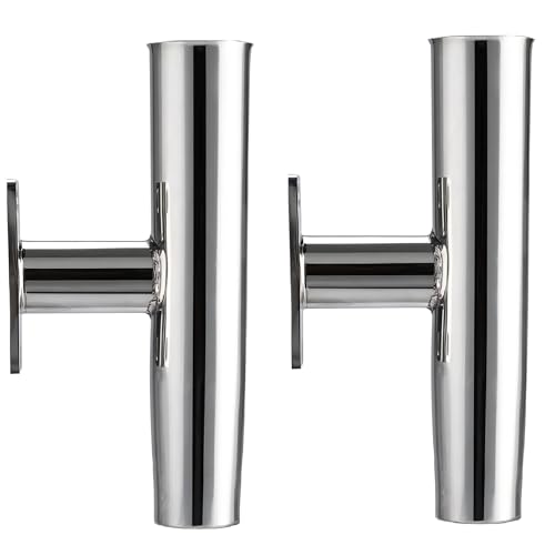 YaeMarine 2/4Pcs Tournament Style Stainless Steel Wall /Transom Mount Rod Holders for Marine Boat - style: 90 Degree-2pcs