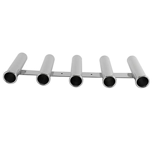 YaeMarine Fishing Rod Holder 316 Stainless Steel Fishing Rod Rack 3Tube/4Tube/5Tube/6Tube Mirror Finish for Marine Boat Yacht Camper - style: 5 Tube