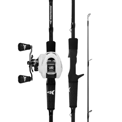 KastKing Crixus Fishing Rod and Reel Combo, High Performance Spinning & Baitcaster Combo, IM6 Graphite 2Pc Blanks, Zirconium Oxide Rings, SuperPolymer Handle, Lightweight Reel with Aluminum Spool - size: Cast-7'0" Med Heavy- Left Handed-2pcs