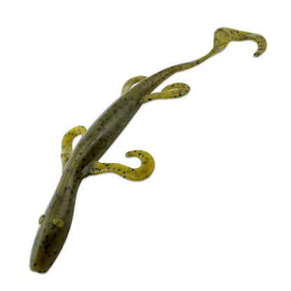 Wild Lizard Soft Lure, 5.5 Inch Scented Creature Bait for Bass Fishing, Active Legs & Tail, Dense Salt Body for Natural Sink, Ideal for Texas & Carolina Rig, 10-Pack - color: Green Pumpkin