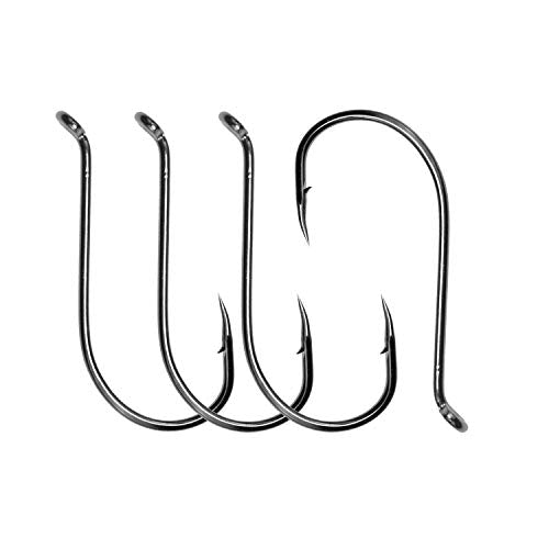 Black Octopus Fishing Hooks, 100pcs Catfish Circle Hooks, High Carbon Steel, Long Shank, Freshwater Saltwater - size: 4#(100pcs per pack)