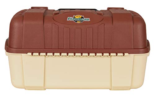 Flambeau Outdoors 2059 Hip Roof 7-Tray Fishing Tackle Box - Large Portable All-Weather Fishing Lure Organizer, 61 Compartments, Beige/Terracota Brown