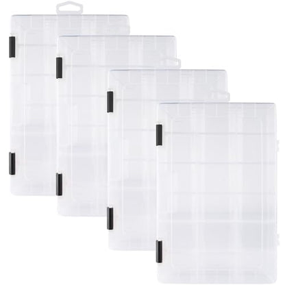 Hikary Fishing Tackle Boxes,3600 Tackle Tray Clear Plastic Fishing Box with Removable Dividers Fishing Storage Organizer Boxes for Lures (4 Packs) - color: 4 Packs