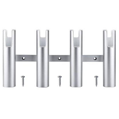 NovelBee 4 Tube Fishing Rod Holder for Boat,Aluminium Rod Rack with Screws | 4 Tube Rod Holder for Boat;Aluminium Fishing Rod Rack;Wall-Mounted Rod Pole Holder with Screws - color: Silver & White