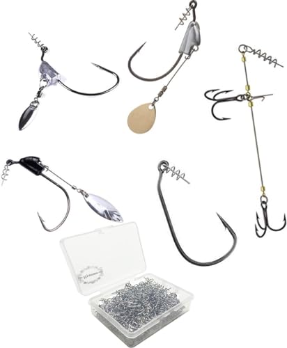 Soft Lure Spring Twist Lock, Fishing Crank Hook Centering Pin | Stainless Steel,Saltwater & Freshwater Safe, Easy To Attach & Remove, For Bass Trout Walleye, Storage Case, 15mm26mm33mm42mm - color: Nickel-A: 15*4mm 200pcs