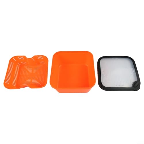 Live Bait Storage Box for Carp Fishing with Pellet Strainer, Draining Container for Hemp, Meat, Casters and Dead Worms, Secure Fit Lid Orange(8.5-OS) - size: 8.5-OS