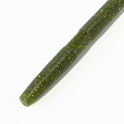 Senko Bait Soft Plastic Lures 5" Senkos 24 Pcs/100pcs for Wacky Rig Freshwater Fishing Green Pumpkin senko with Black Flake Pink Watermelon Double Color - style: Baby Bass Gold Flake
