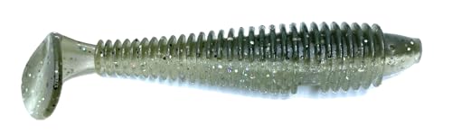 Phat Pak Baits - Phat Swimmer Keitech Style Paddletail Swimbait 2.8" 30ct Ribbed Scented Soft Plastic Bass Fishing Lure - color: Hologram Green Shiner