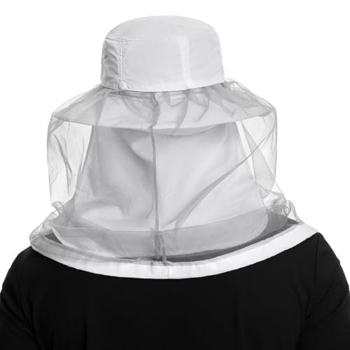 BASSDASH UPF 50+ Mosquito Sun Hat with Hidden Head Net and Neck Flap for Men Women Outdoor Fishing Hiking Camping - color: White