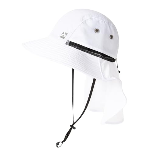 Oversized XL XXL Mens Sun Hat Big Head Neck Flap Shade Waterproof UPF50+ Wide Brim Hat Fishing Safari Hiking - color: White, size: Large-X-Large