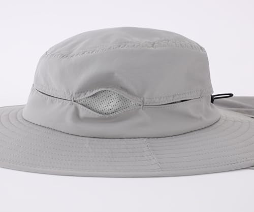 Connectyle Wide Brim Sun Hat for Men Women UPF 50+ Breathable Fishing Hat with Neck Flap Outdoor Hiking Safari Bucket Hats - color: Light Grey