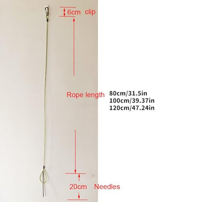 COOLHOOD Fish Stringer with Carabiner and Stainless Steel Cable Stringer Fish Holder for Diving Quick Handspear Underwater Fishing Gear with Tip - color: 120cm