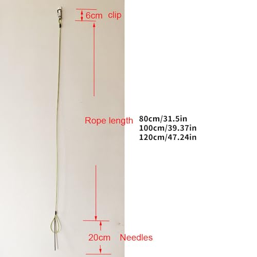 COOLHOOD Fish Stringer with Carabiner and Stainless Steel Cable Stringer Fish Holder for Diving Quick Handspear Underwater Fishing Gear with Tip - color: 80cm