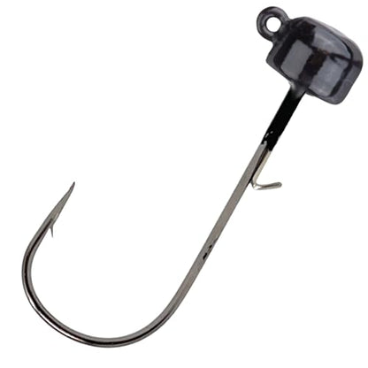 Reaction Tackle Tungsten Mushroom Head Jig Heads, Ned Rig Shroom Jigs for Finesse Bass Fishing, Stand Up Bait with Weedless and EWG Hook Options (5-Pack) - color: Black, size: 1/5 Oz
