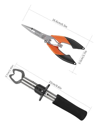 Fishing Tools Kit,Fishing Hook Remover Pliers | Fish Lip Gripper, Muti-Function Fishing Gear with Lanyard, Saltwater Resistant Fishing Accessories - color: 6.5"Fishing Pliers Orange