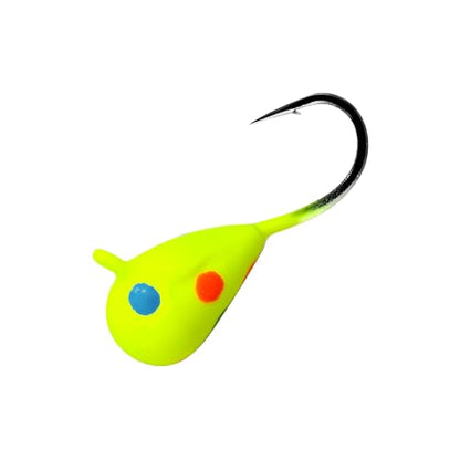 5 Pieces 3.0-6.0mm Teardrop Tungsten Ice Jig - color: SP02 Chartreuse Wonderbread Glow, size: TIJ02 3MM 5PCS