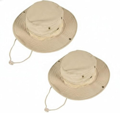 Sun Hats for Men Women Bucket Hat UPF 50+ Boonie Hat Foldable UV Protection Hiking Beach Fishing Summer Safari - color: 2pack-beige+beige