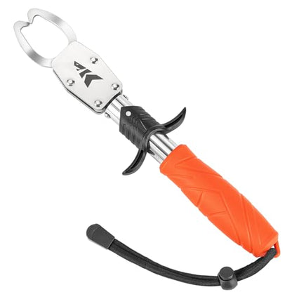 KastKing Paradox 9" Lip Grip, Corrosion-Resistant Stainless Steel Fish Landing Tool with Non-Slip Elastomer Handle, Easy-Use Trigger,and Adjustable Wrist Strap for Secure Fishing - style: A: 9'' Lip Grip