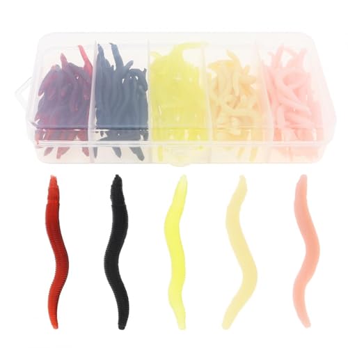 150pcs Soft Fishing Lures Baits, Trout Worm Earthworm Bait Lifelike Fake Worm, Plastic Lifelike Fake Earthworm (1.57 inch)