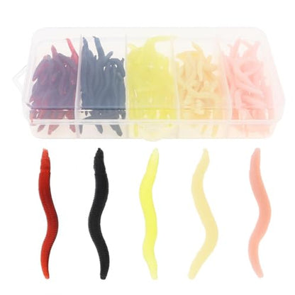 150pcs Soft Fishing Lures Baits, Trout Worm Earthworm Bait Lifelike Fake Worm, Plastic Lifelike Fake Earthworm (1.57 inch)