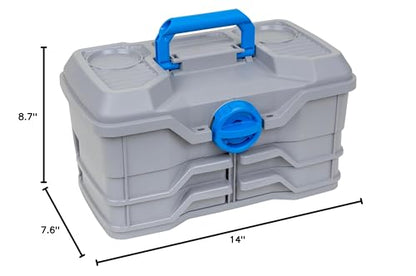 Flambeau Outdoors Next Gen 4/0 Medium Fishing Tackle Box - 4 Pivot Trays, 23 Compartments, Includes 25-piece Tackle Kit, Fishing Tackle and Gear Storage, Fishing Lure Organizer, Light Gray - size: Medium - With Tackle Kit - Light Gray
