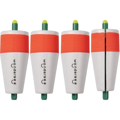 wondersee Fishing Floats Weighted Slotted Peg Popping Floats Slip Bobbers, Pack of 4 - color: White, size: 2in.