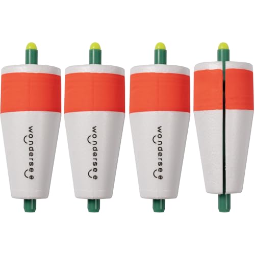 wondersee Fishing Floats Weighted Slotted Peg Popping Floats Slip Bobbers, Pack of 4 - color: White, size: 2in.