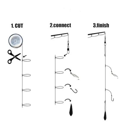 Pre-Tied Dropper Loop Rigs,Fishing Line Spool, Loops About 12 Inches Apart with 3.5 Inch Loop Size. Perfect for Saltwater & Freshwater Fishing ﻿ - size: 70LB