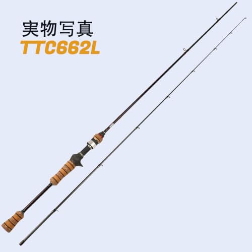 Teton 5'2"-6'6" BFS Fishing Rod Casting & Spinning, Ultra Light Rods, 40T Carbon Fiber Blank, Fuji Guides & Reel Seat, MF Fast Action, 2 Piece Travel Trout Lure Pole - size: Cast 6'6"-L-M Fast-TTC662L