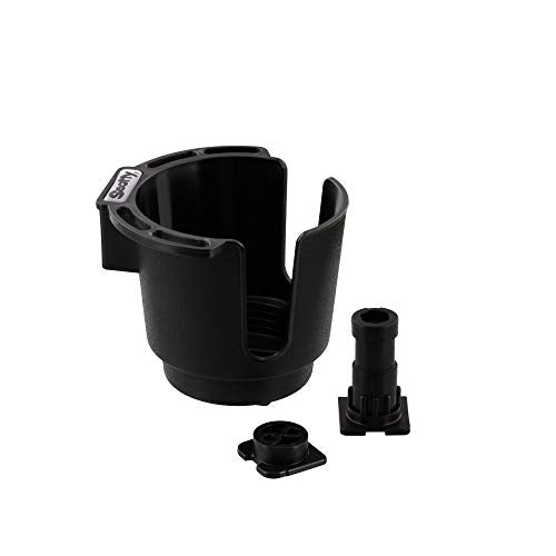 Scotty #311-BK Cup Holder with Rod Holder Post and Bulkhead Black | Boating & Kayak Accessory, Drink Holder for Cans, Coffee Mugs, and Insulated Sleeves, Heavy-Duty Nylon