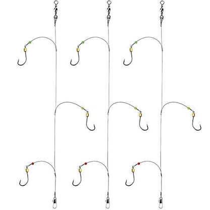 Fishing Hook with Leader,5 Hooks Fishing Rig-7 Strands Nylon Coated Fishing Leader with Swivle,Snap,Hooks - color: 3 hooks rig, size: 20#