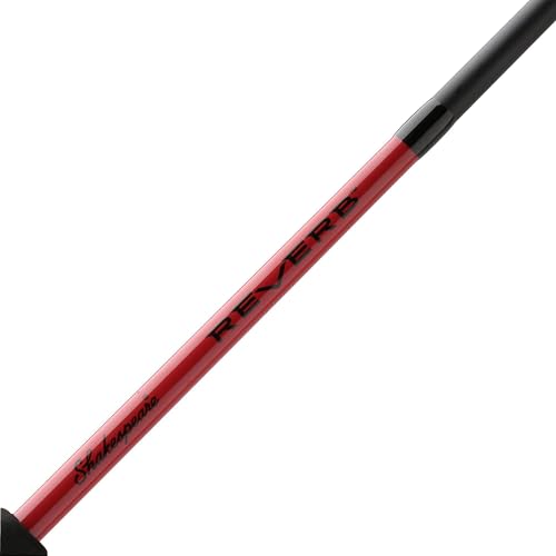Shakespeare Reverb Spinning Reel and Fishing Rod Combo Durable Tubular Glass Rod Blank Construction, EVA Handle - color: Red/Black