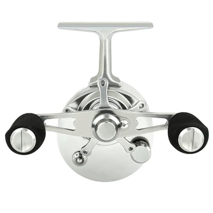 Inline Ice Fishing Reel with Adjustable Drop Rate, Star Drag and Push-Button Free Spool Feature, Made of CNC Machined Aluminum 2.7:1 Ratio 5 Ball Bearings