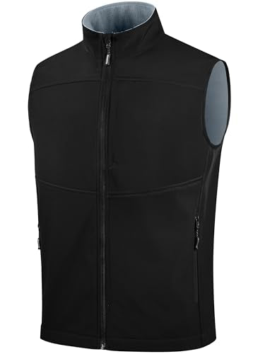 FREE SOLDIER Men's Lightweight Golf Vest Outerwear Windproof Sleeveless Softshell Jacket Running Vest - color: Black, size: 3X-Large