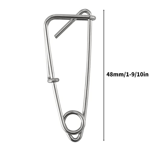 Dr.Fish 10 Pack Trotline Clips Stainless Steel Snap Lure Clips Fishing Snaps Longline Clips Catfish Tuna Clips Quick Change Fishing Clips - color: white nickel(1-9/10")