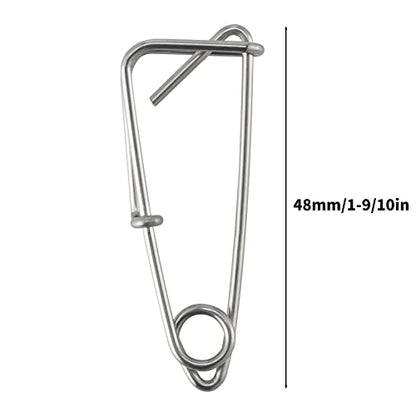 Dr.Fish 10 Pack Trotline Clips Stainless Steel Snap Lure Clips Fishing Snaps Longline Clips Catfish Tuna Clips Quick Change Fishing Clips - color: white nickel(1-9/10")