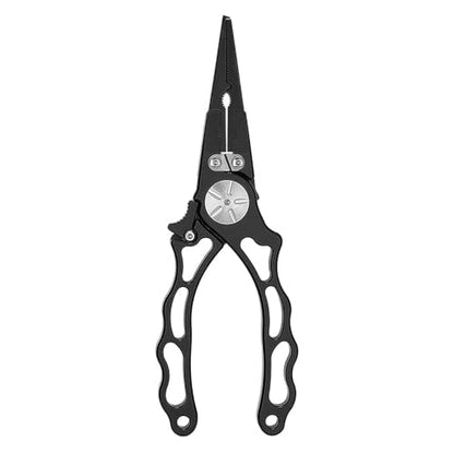 Aluminum Alloy Fishing Pliers Hook Remover LINE Cutters with Sheath and Lanyard for Fishing PE Nylon Carbon LINE (Black) - color: Black