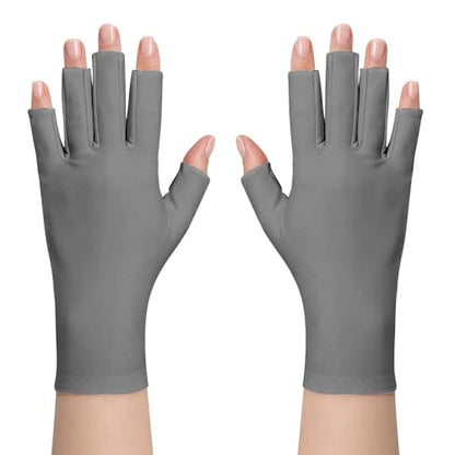 Utaly Women Sunblock Fingerless Gloves Non-Slip UV Protection Driving Riding Summer Outdoor Gloves for Women Girls - color: Grey