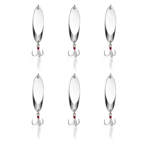 Fishing Spoons Lures Metal Saltwater Treble Trout Lures Jigging Spoon with Treble Hooks Spinner Baits for Freshwater - color: Silver, size: 7g / 1/4oz