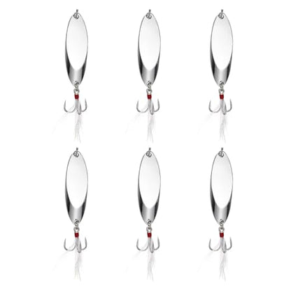 Fishing Spoons Lures Metal Saltwater Treble Trout Lures Jigging Spoon with Treble Hooks Spinner Baits for Freshwater - color: Silver, size: 5g / 1/5oz