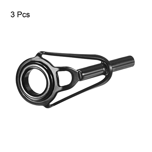 PATIKIL Tube Dia Fishing Rod Tips Repair Kit, Stainless Steel Black Guide Ring for Fishing - size: 2.2mm