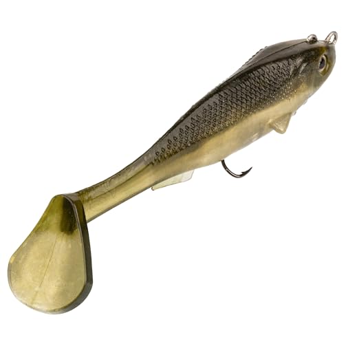 Strike King Final Copy Fishing Lure, Pre-Rigged Soft Plastic Swimbait, Free-Swinging Size 4 Treble Hook, Belly Magnetic Hook Keeper, 7/8-Ounce - color: AYU