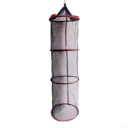 Foldable Fishing Mesh Bait Cage, Nylon Floating Basket for Live Fish, Shrimp, Crab Trap with Lanyard, Portable Keeper Net for Fresh Salt Water - size: 25*30cm