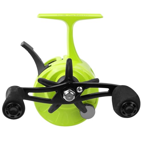 Ice Fishing Reels 3.2:1 Gear Ratio Ultra Smooth 3+1Ball Bearings Strength CNC-machined Aluminum Inline Ice Fishing Reel with Left/Right Hand Retrieve - color: Green-Right Hand Retreive