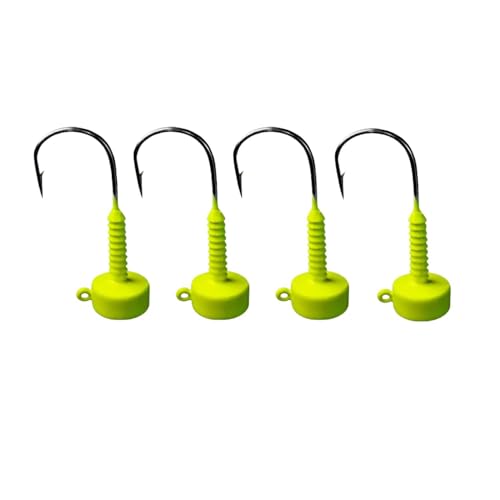Lunker City Fishing Ned Head Ned Rig Jig Heads Weighted UltraPoint 2/0 3/0 Hook 1/16oz 1/8oz 3/16oz 1/4oz 3/8oz 1/2oz Finesse Fishing LunkerGrip for Soft Plastic Bass Lures, Made in The USA - color: Chartreuse, size: 3/16oz