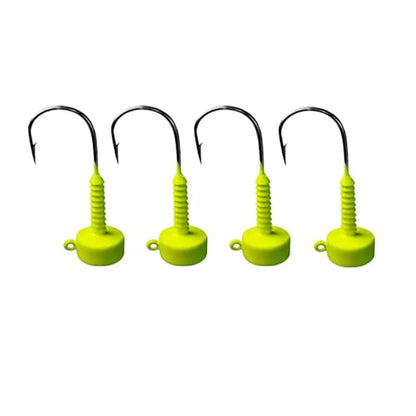Lunker City Fishing Ned Head Ned Rig Jig Heads Weighted UltraPoint 2/0 3/0 Hook 1/16oz 1/8oz 3/16oz 1/4oz 3/8oz 1/2oz Finesse Fishing LunkerGrip for Soft Plastic Bass Lures, Made in The USA - color: Chartreuse, size: 3/16oz