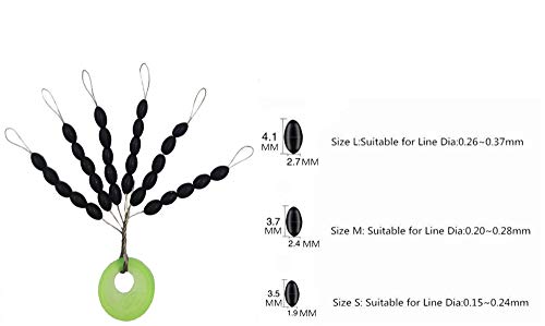 Drchoer Fishing Bobber Stoppers Line Stops: 300pcs Sinker Float Stops for Bass Fishing - Texas Rig Weight Stoppers Size Large Medium Small - color: Black, size: Medium