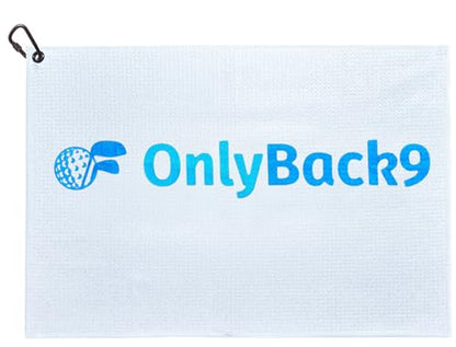 OnlyGolf Funny Microfiber Golf Towel – Large 14" x 20" Clip for Golf Bags Clubs Balls Perfect Golf Gag Gift Enthusiasts Waffle Men Premium Carabiner (White OnlyBack9) - color: White Onlyback9