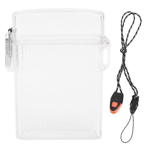 SUNGOOYUE Clear Hard Plastic ID Card Holder with Whistle Strap for Cash, Credit Cards - Versatile Storage Solution for Boating, Fishing and Diving (Transparent White) - color: Transparent White